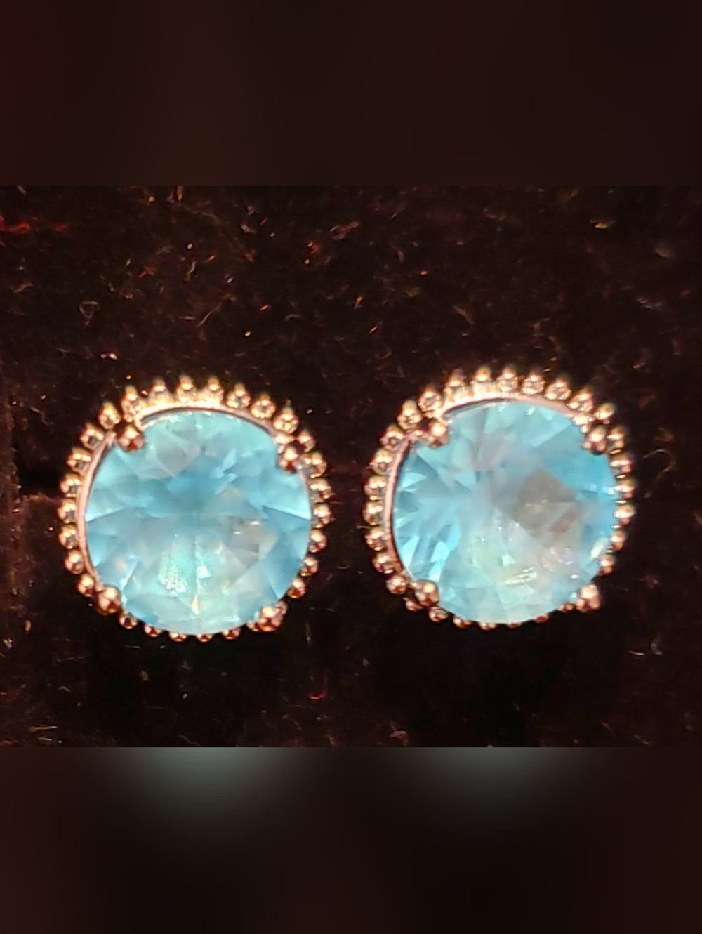 NEW Aquamarine Earrings, Round, Clear Faceted Water-clear Stones